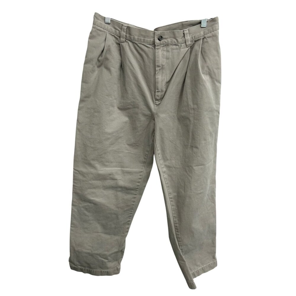 Jos A Bank Mens Beige Pleated Cotton Pants Size 36W X 29L